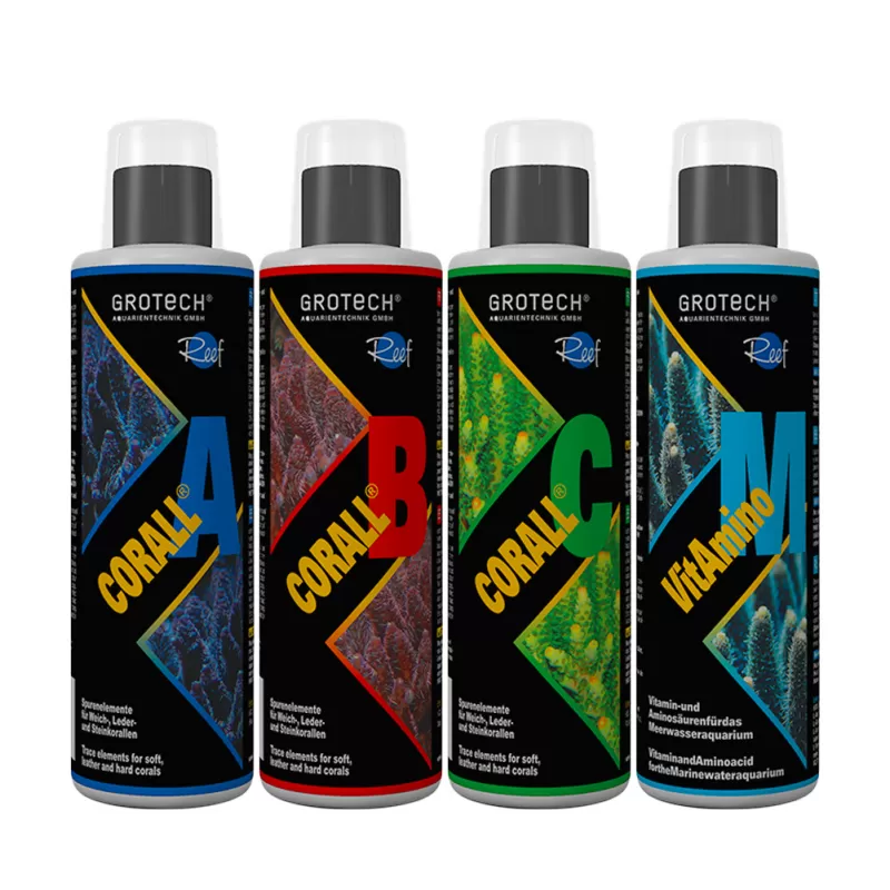 Grotech Corall Set A, B, C & Vitamino M 500 ml | Coralandfidhstore.nl Grotech Corall Set A, B, C & Vitamino M 500 ml | Coralandfidhstore.nl